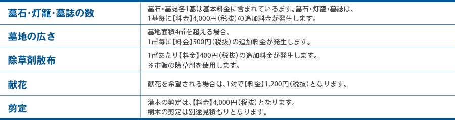 オプション・追加料金